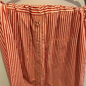 3/$20 A-line striped skirt with faux buttons